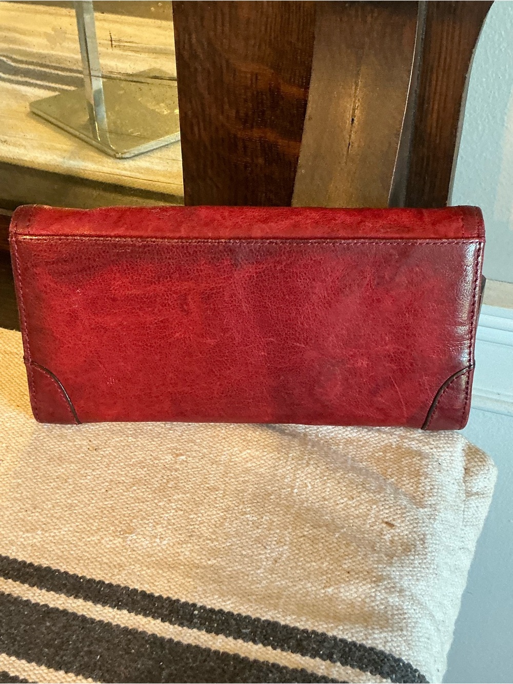 Frye Cameron Leather Burnt Red Continental Wallet Retail $178 - Picture 2 of 12
